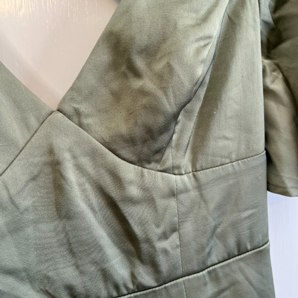 Lulus Elegant Confidence Sage Satin Flutter Sleev… - image 7